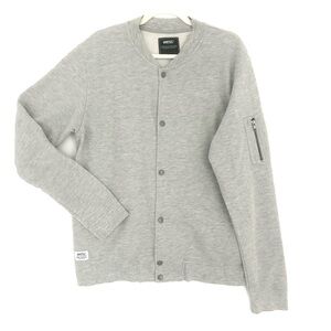WESC Utility Bomber Track Jacket Fall Layer Snap Collarless Gray Size Large